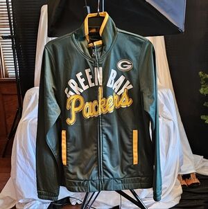 Green Bay Packers Full-Zip Jacket in Dark Green & Gold Sz L